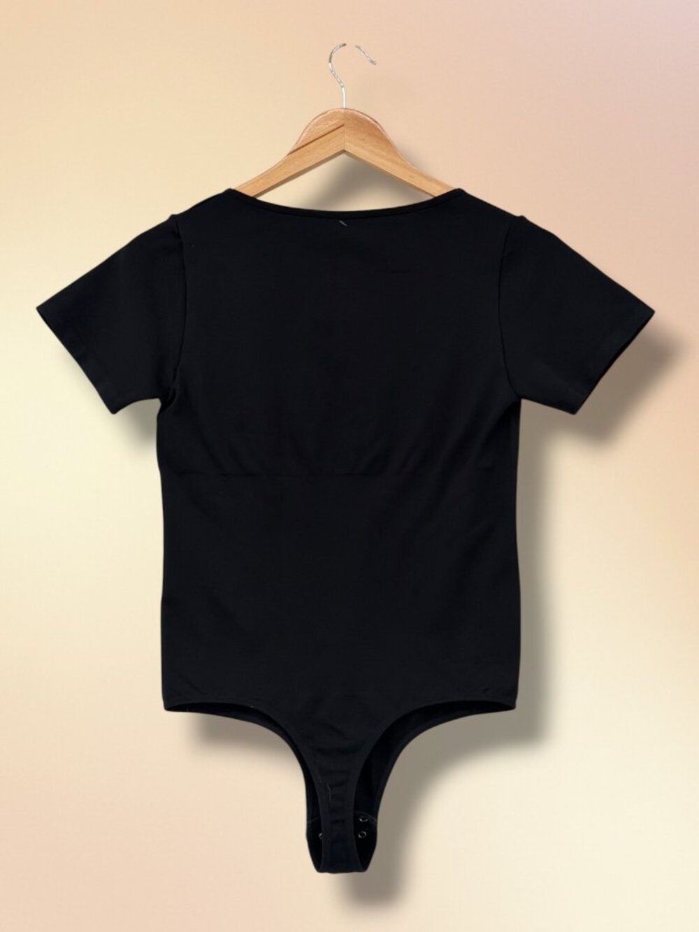 FeelinGirl Black V-Neck Short Sleeve Tummy Smoothing Bodysuit XL/XXL - Picture 4 of 5